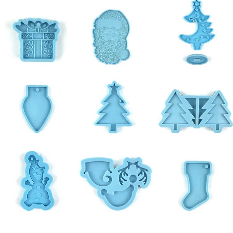 

Christmas Decoration Epoxy Mold DIY Tray Coaster Snowman Socks Keychain Pendant New Year Party Decoration Silicone Mold
