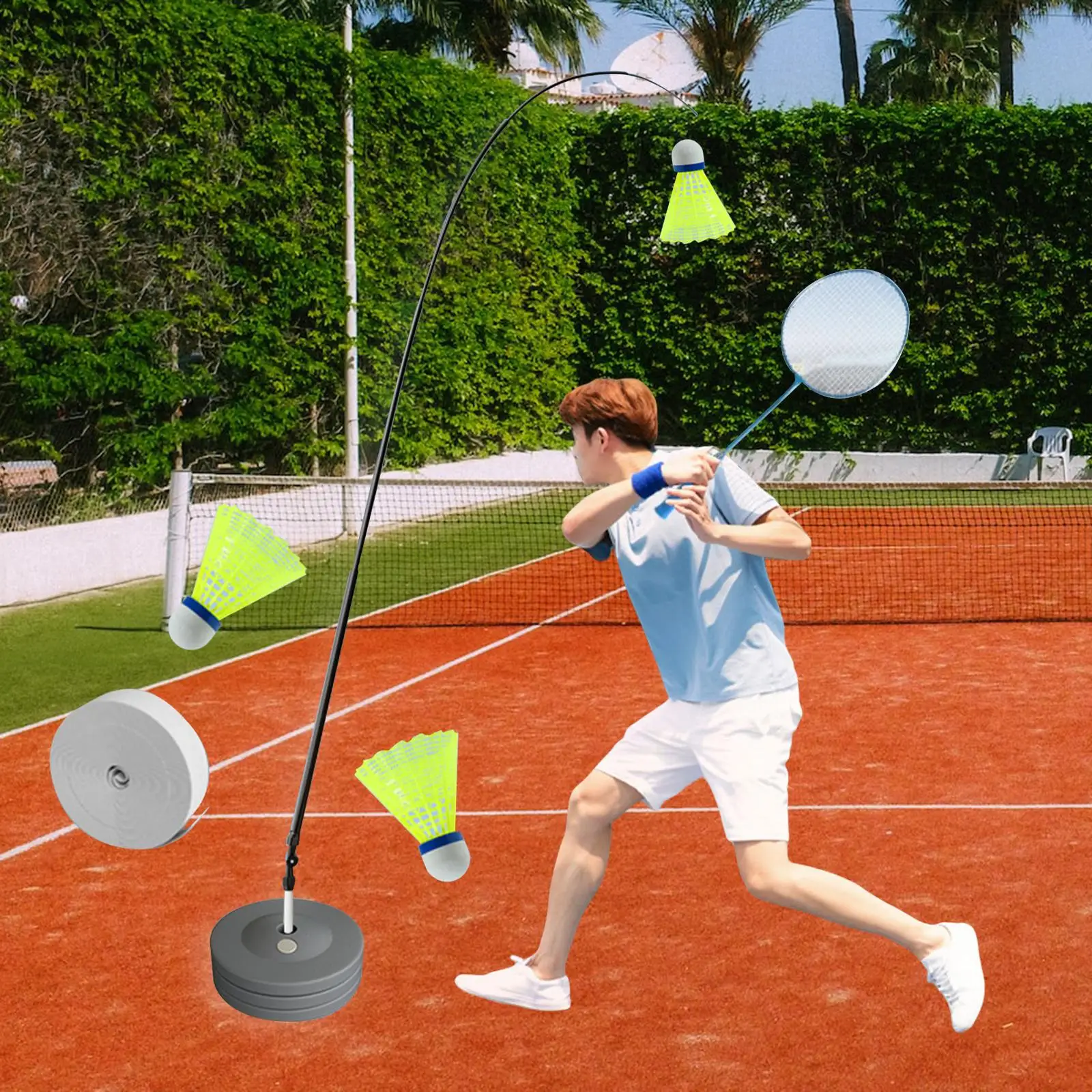 

Self Practice Trainer Aid Auto Rebounding 180 Rotary Badminton Racket Tool