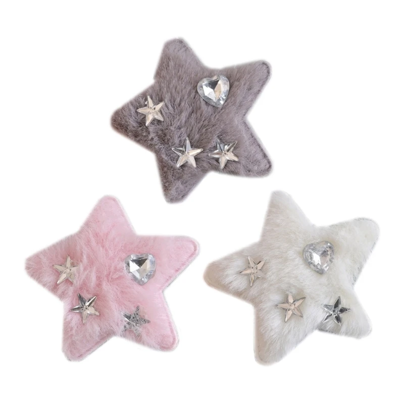 

Y2k Shinning Hair Clip for Hot Girls Star Shape Barrettes with Rhinestone Decors Plush Hair Barrettes for Girls Teens