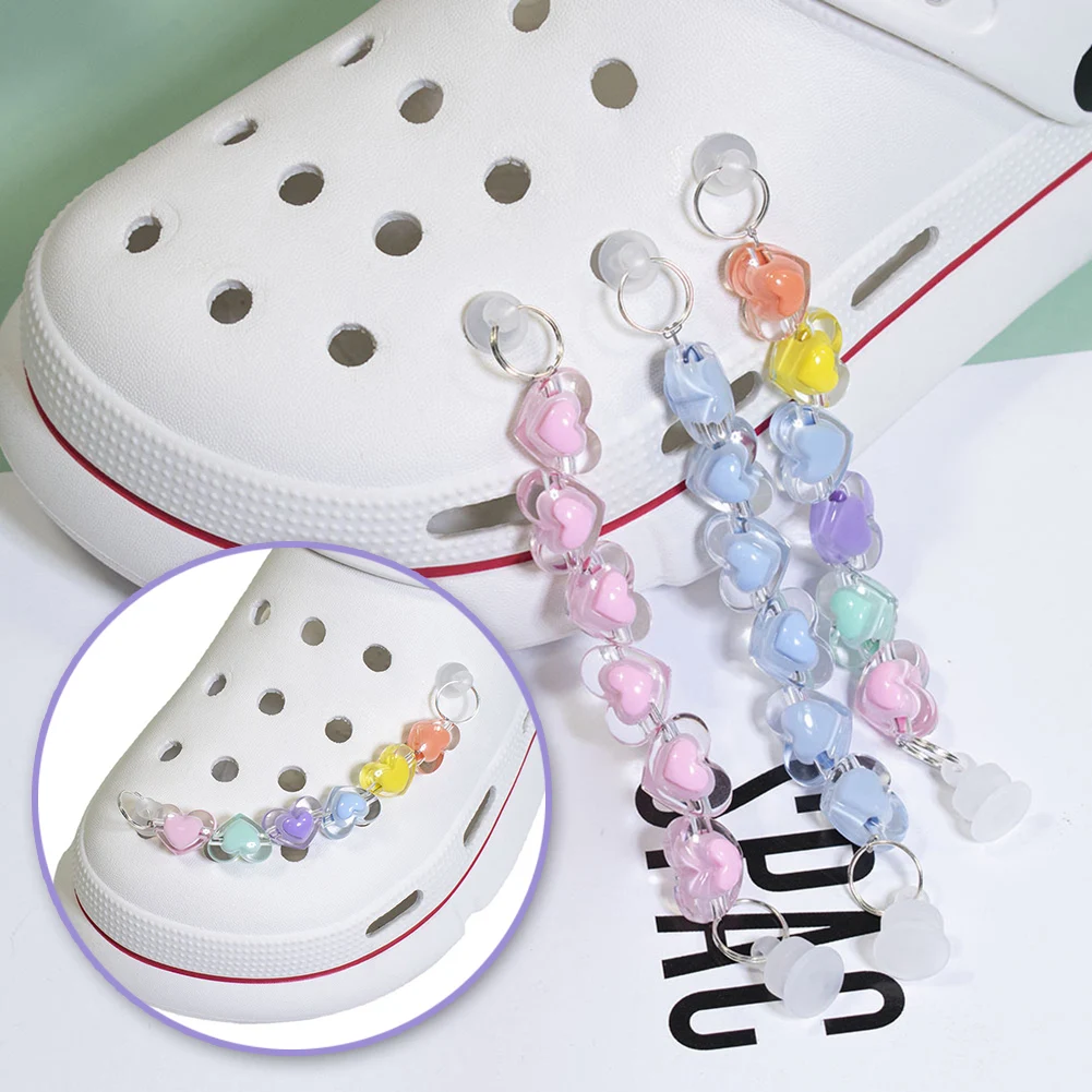 1 Pc 3D Croc Shoes Charms Gold Silver Bling Heart Chain Shoe DIY Metal Decoration Pendant Buckle For Gift Shoelace Accessories