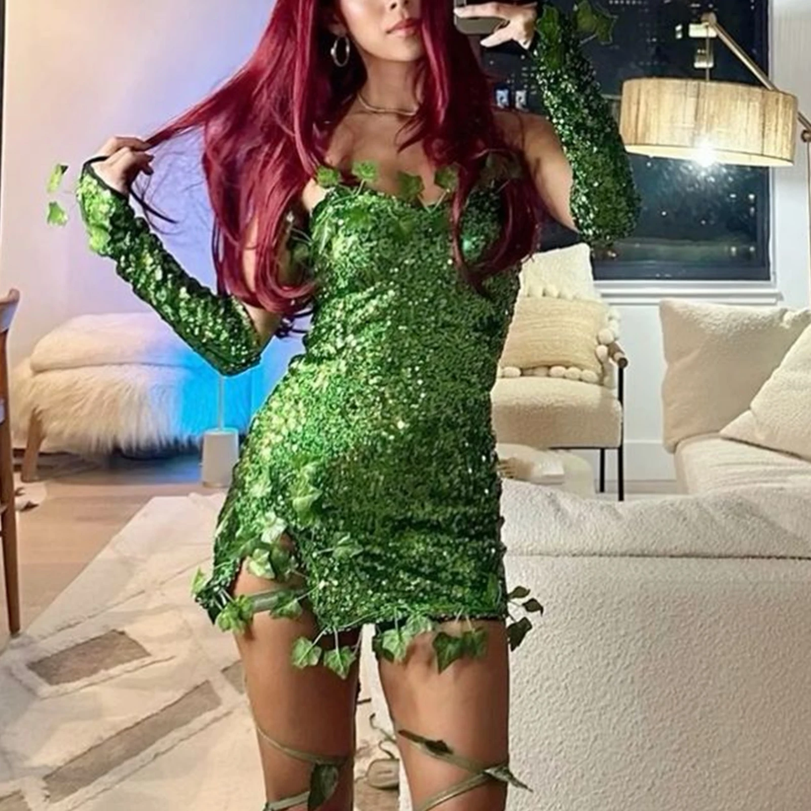 Женский блестящий костюм для косплея Rave бюстгальтер с лямкой на шее топы