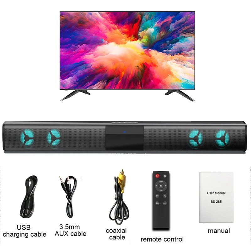 

Wireless Bluetooth Speakers Home Theater Sound Bar TV Sound bar with Subwoofer Bluetooth Speaker Built-in 3D Stereo Coax AUX