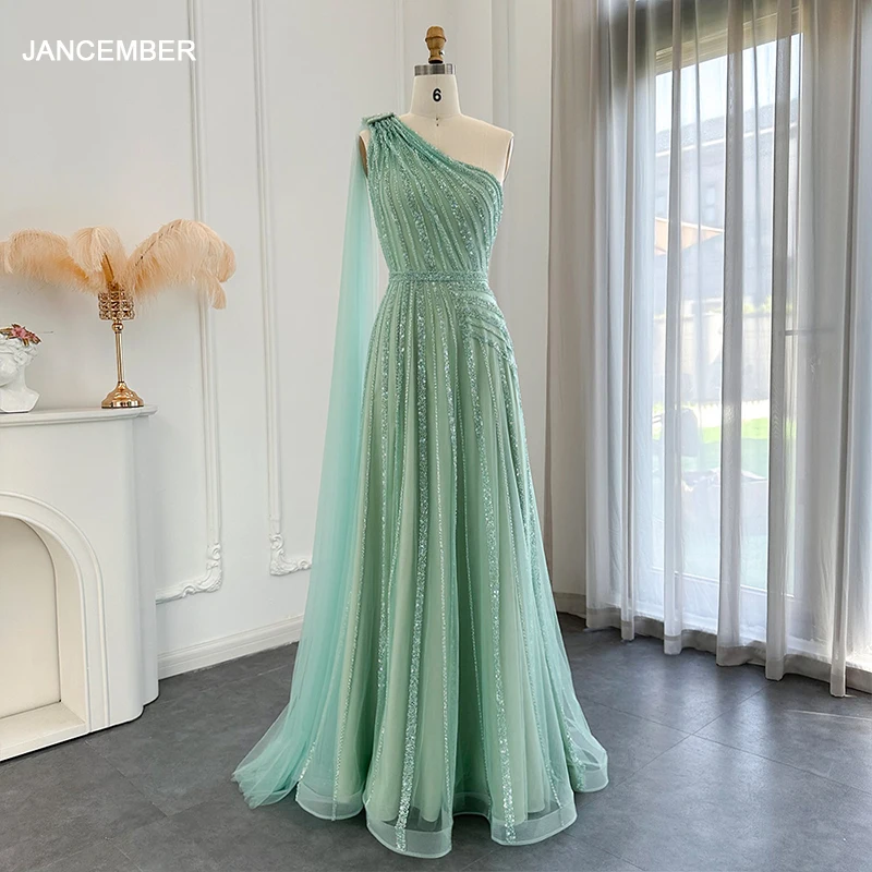 

International Evening Dresses One Shoulder Sleeveless Organza Sequined As Floor Party Evening Dresses LSCZ103 vestido novia 2023