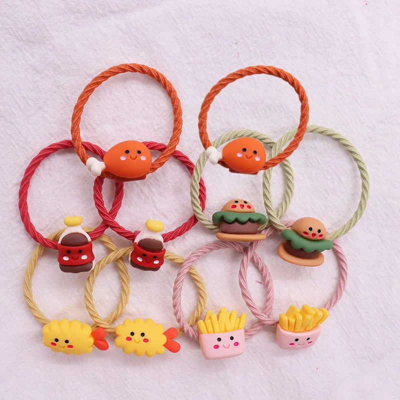 10 шт. мини Мультяшные еда гамбургеры куриные бедра чипсы аксессуары для волос