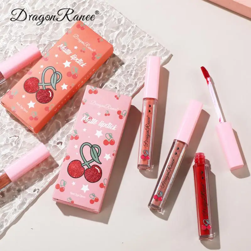 

3pcs Set Lip Tint Non-stick Cup Waterproof Lip Glaze Moisturizing Liquid Lipstick Lips Makeup Cherry Lip Gloss Lipgloss Gift Set