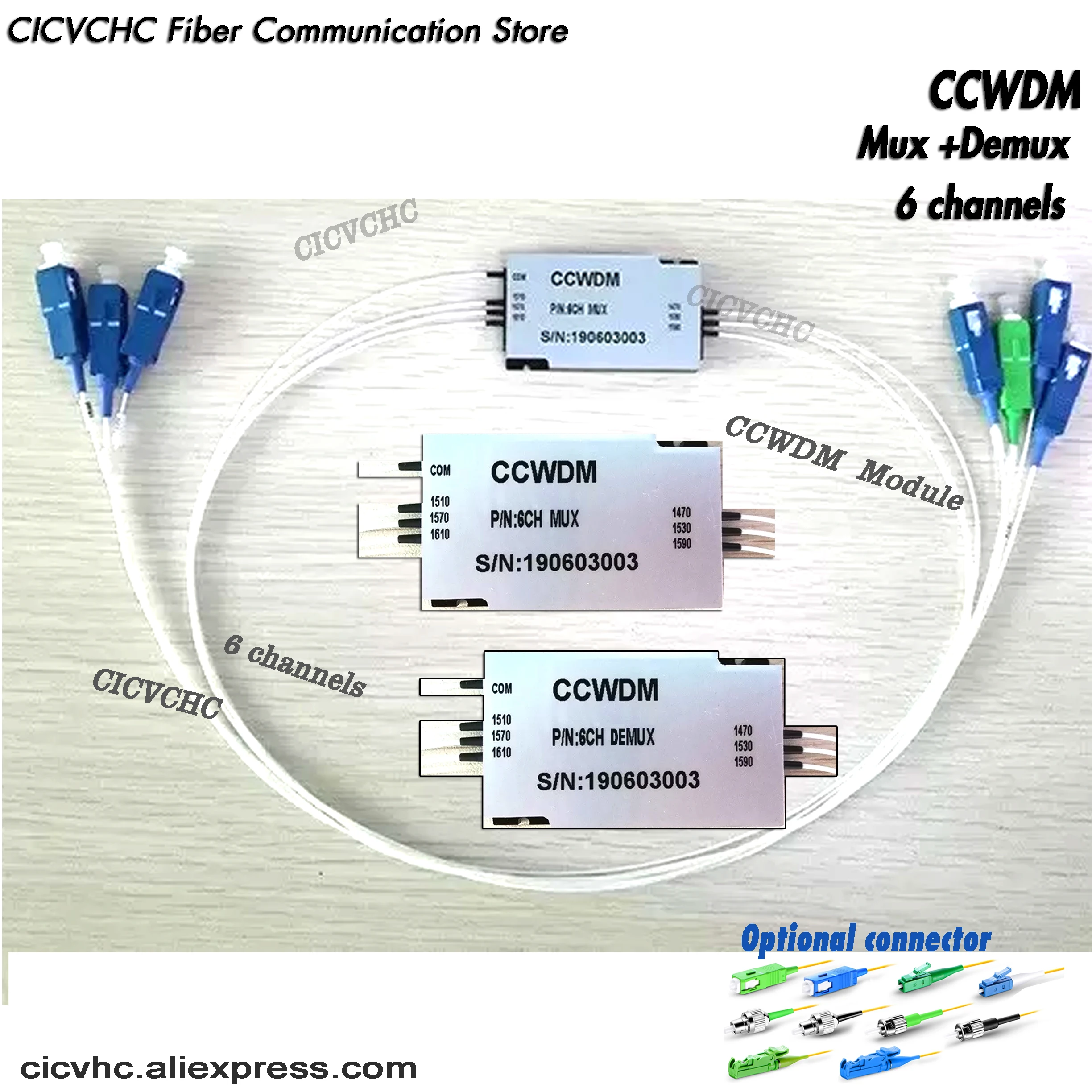 CCWDM Module 6 Channels with Free-space Compact CWDM Mux+Demux with LC, SC, FC, ST, E2000 connector