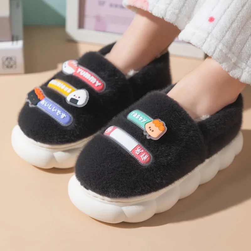 

2022 Winter New Fashion Thick Sole Wrap Heel Cotton Slippers Women's Home Indoor Warm keeping Non slip Cotton Shoes