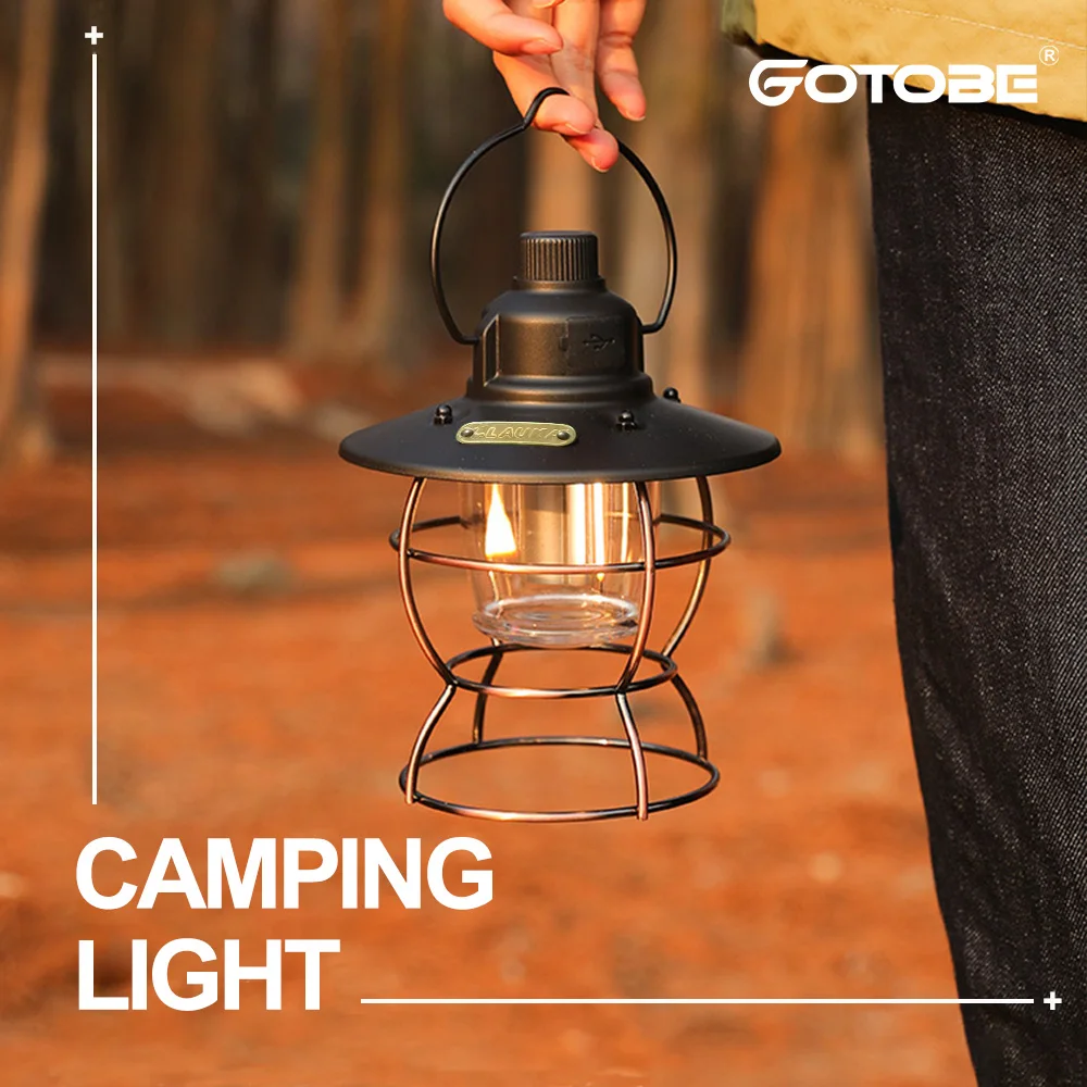 4000mAh Rechargeable Led Camping Portable Lantern Light Outdoor Waterproof Retro Tent Lamp Fishing Travel Lighting Equipment