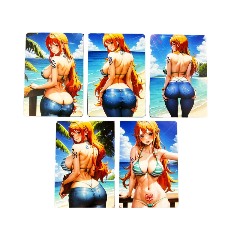 

5Pcs/set Anime ONE PIECE Cards Nami ACG Girls kawaii DIY Hobby Collectibles Game Collection Beauty flash Cards Gift Toys