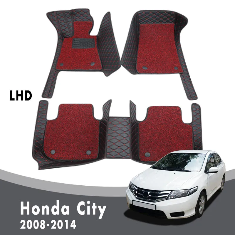 

Double Layer Wire Loop Car Floor Mats Carpets For Honda City 2014 2013 2012 2011 2010 2009 2008 Interior Accessories Leather