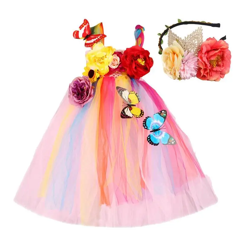 

Kids Princess Dress Up With Butterflies Girls Costume Carnival Outfits Birthday Clothes Party Fairy Elf Costume For Girls