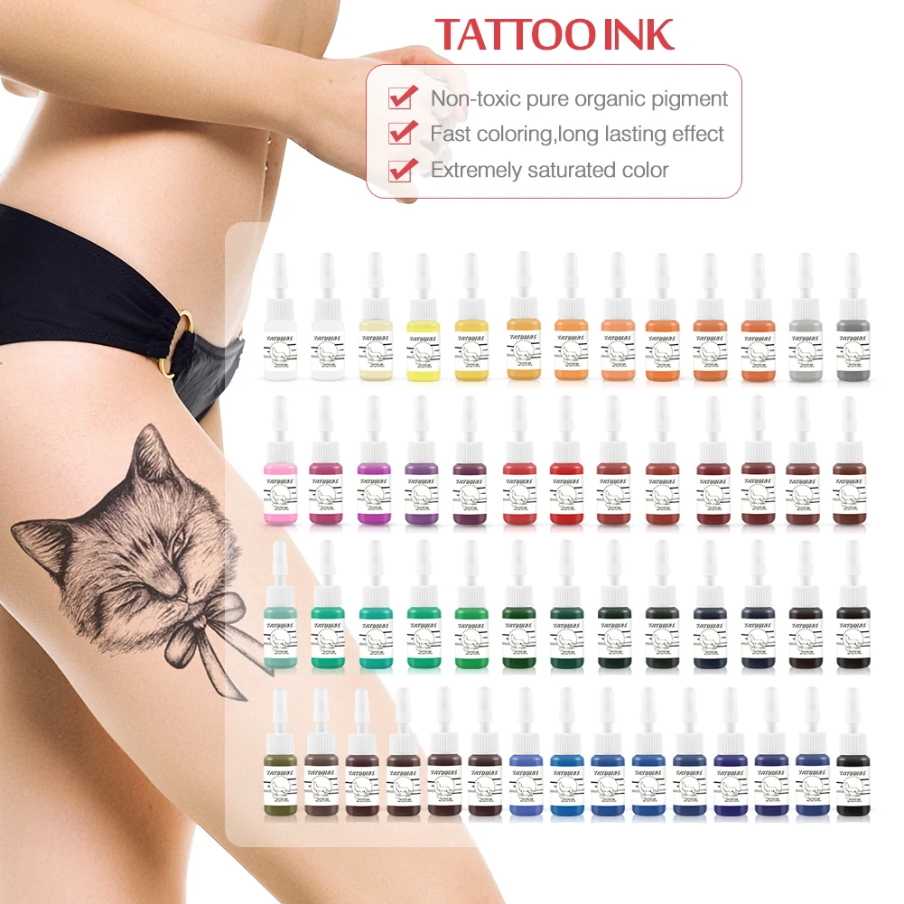 

54Colors 5ml/Bottle Professional TattooInk For Body Art Natural Plant Micropigmentation Pigment Permanent Tattoo Ink
