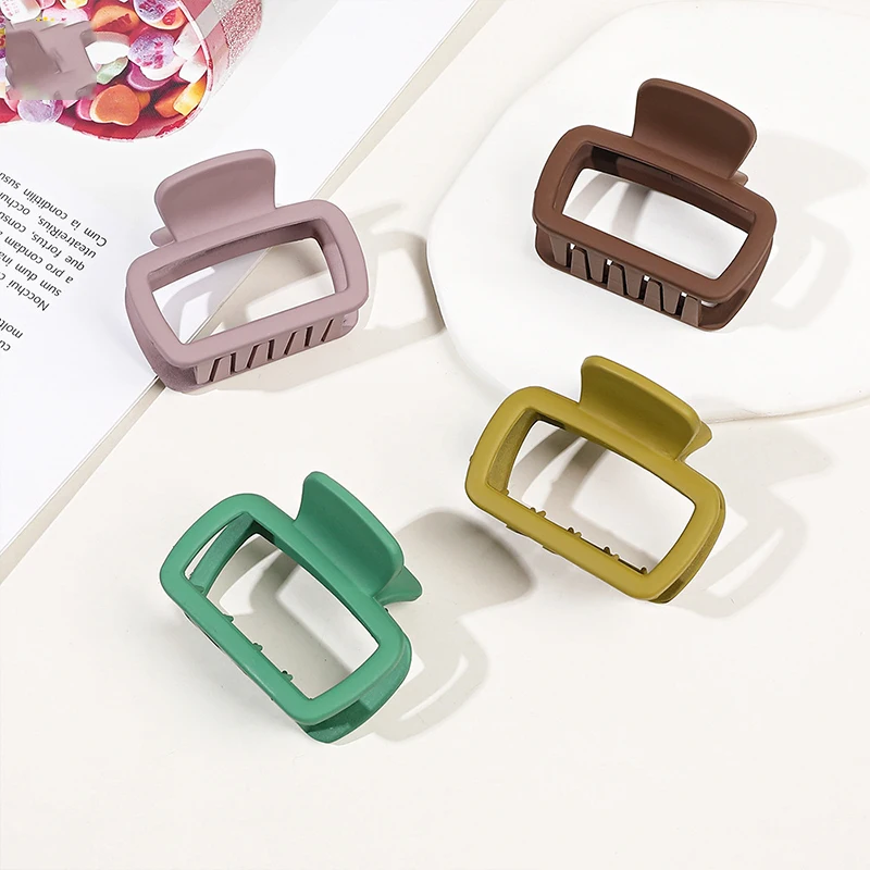 

Frosted Solid Color Shark Clip Geometric Square Hair Claw Matte Ponytail Clip Acrylic Barrettes Crab Hairpin Hair Accessories