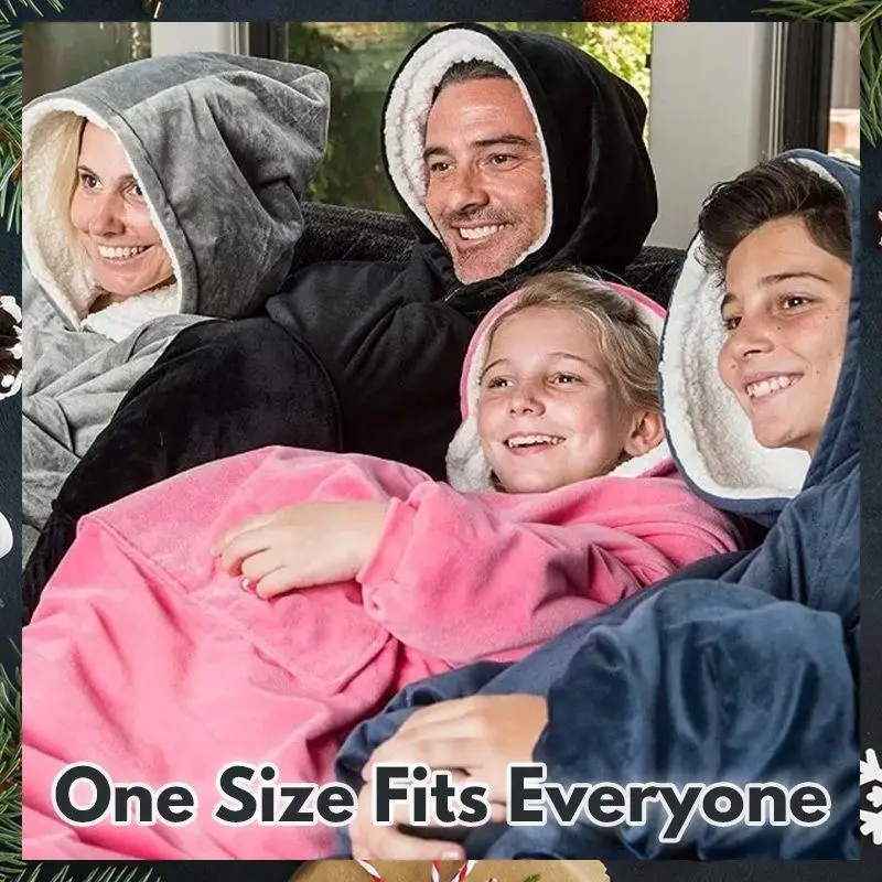WONTIVE Cozy Hooded Plush Thermal Blanket Unisex Comfortable Loose Nightgown Womens Mens Cotton Flannel Pajamas As Seen AS On TV