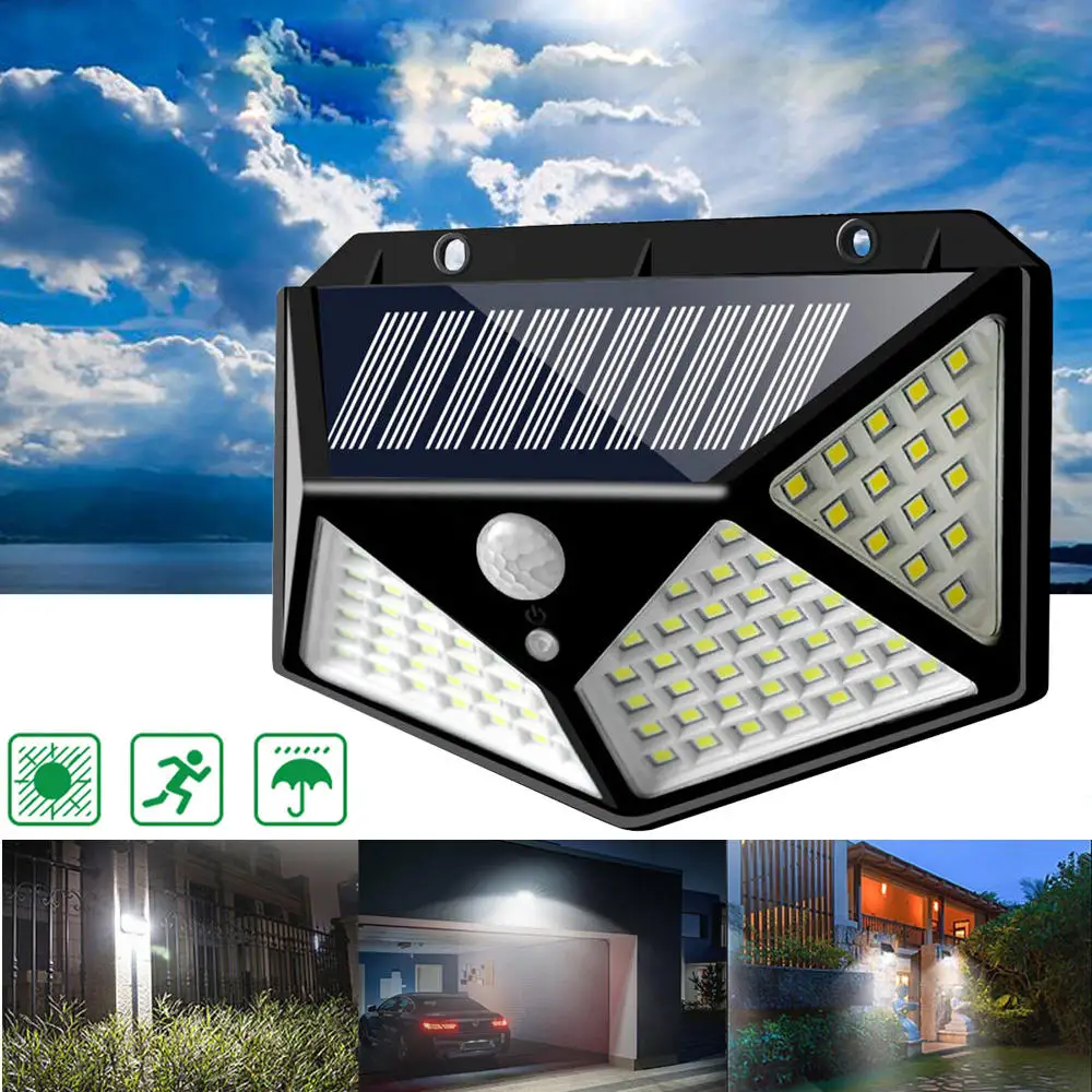 

100LED Solar Wall Light PIR Motion Sensor Security Waterproof 4 sides Wide Angle Outdoor Lighting Garden Separable Led Wall lamp