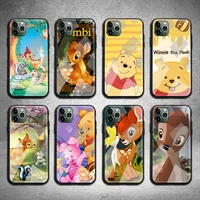 bambi winnie phone case tempered glass for iphone 13 12 11 pro mini xr xs max 8 x 7 6s 6 plus se 2020 cover