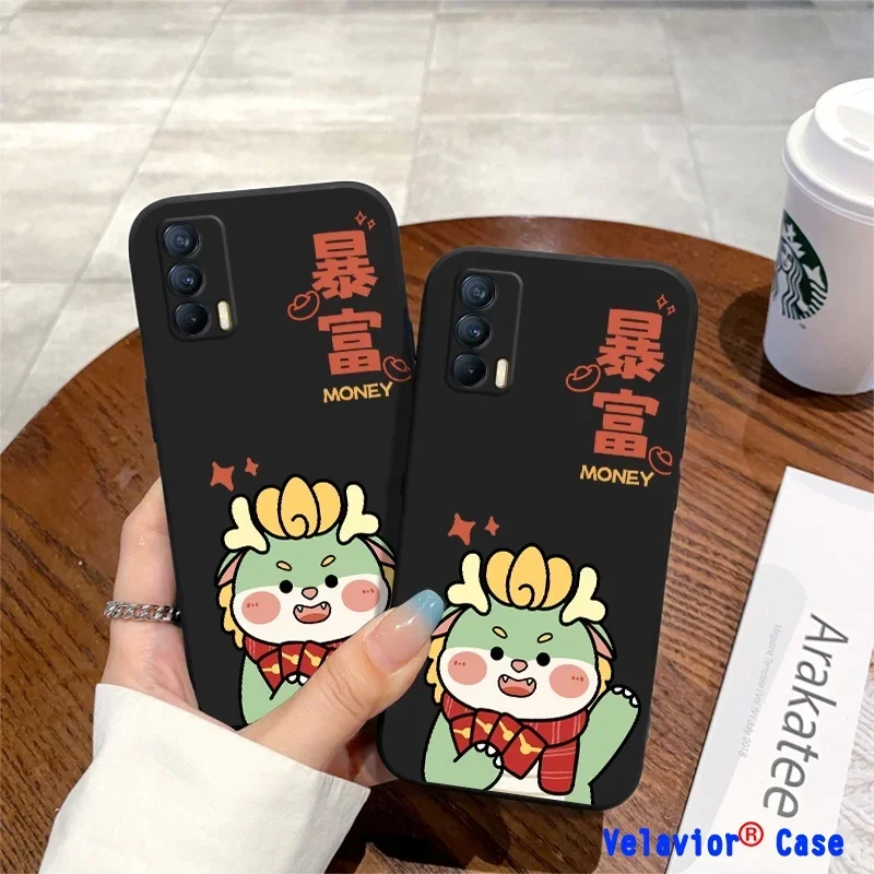 

Dragon Year Realme 11 Pro Case Cartoon Pattern Get Rich Casing for Realme 11 10 Pro Plus V25 V15 GT5 Case Shockproof TPU Cover