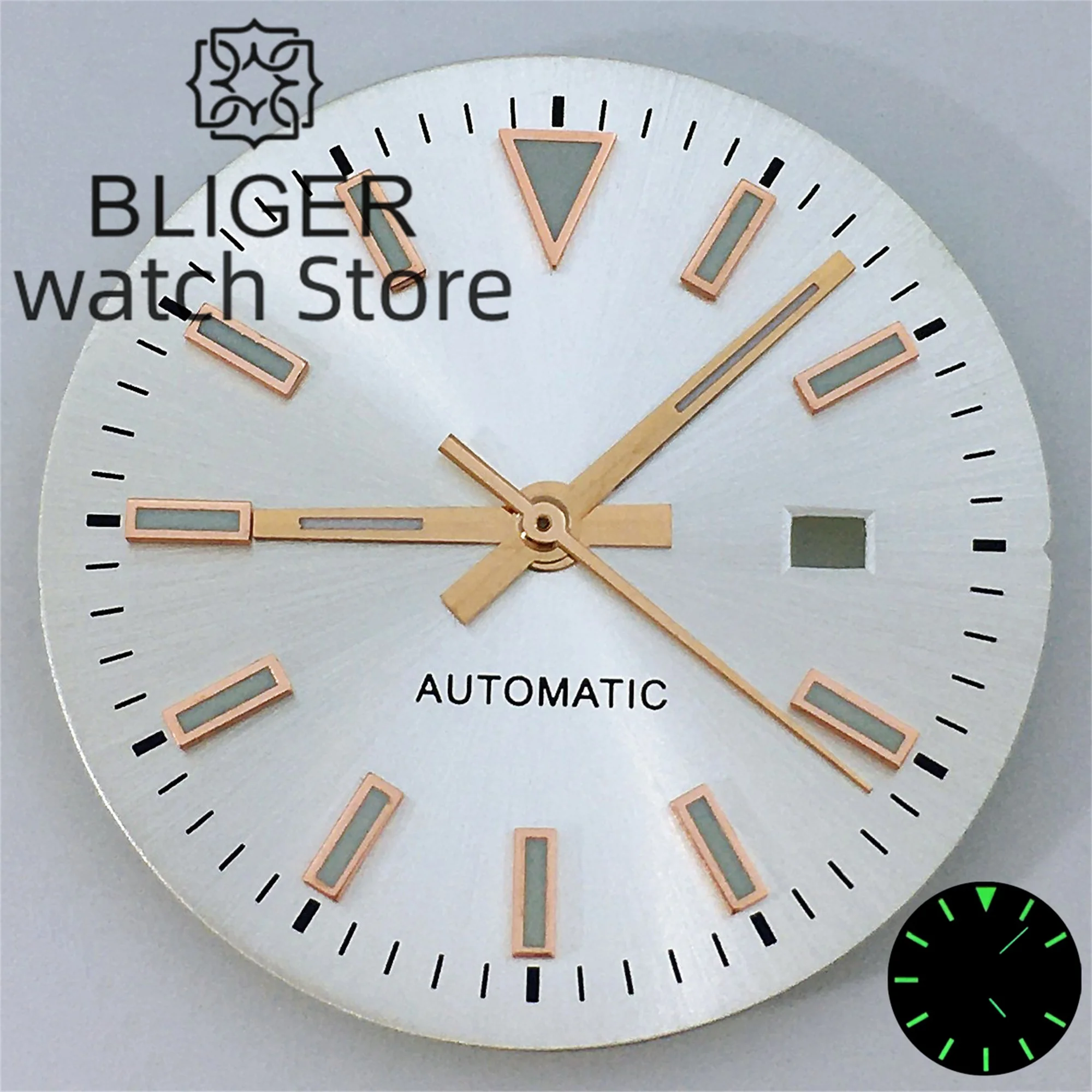 Циферблат для часов BLIGER NH05 24 5 мм с стрелками черный зеленый белый розовый золотой