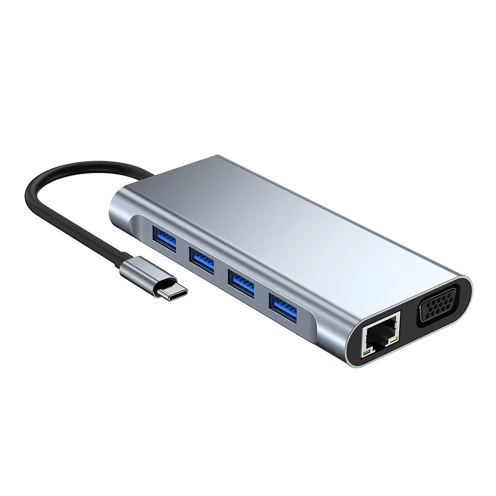 

USB Hub Tablet Splitter Docking Station Aluminum Multi-port Adapter Portable Conference 87W PD Charger for Projector