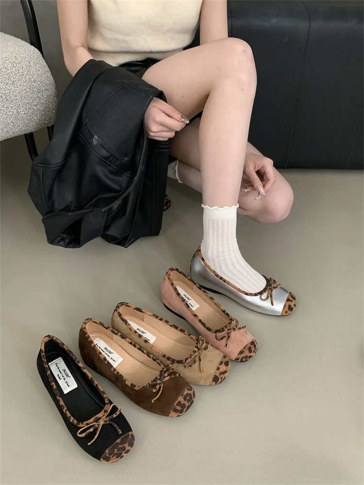 Леопардовая обувь осенние сабо с неглубоким носком женская на платформе женские