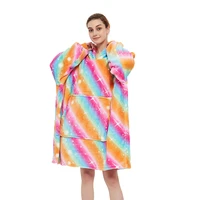 digial printed polyester plus size adult wearable sherpa blanket hoodies with sleeves child baby hoodie fleece giant tv blanket