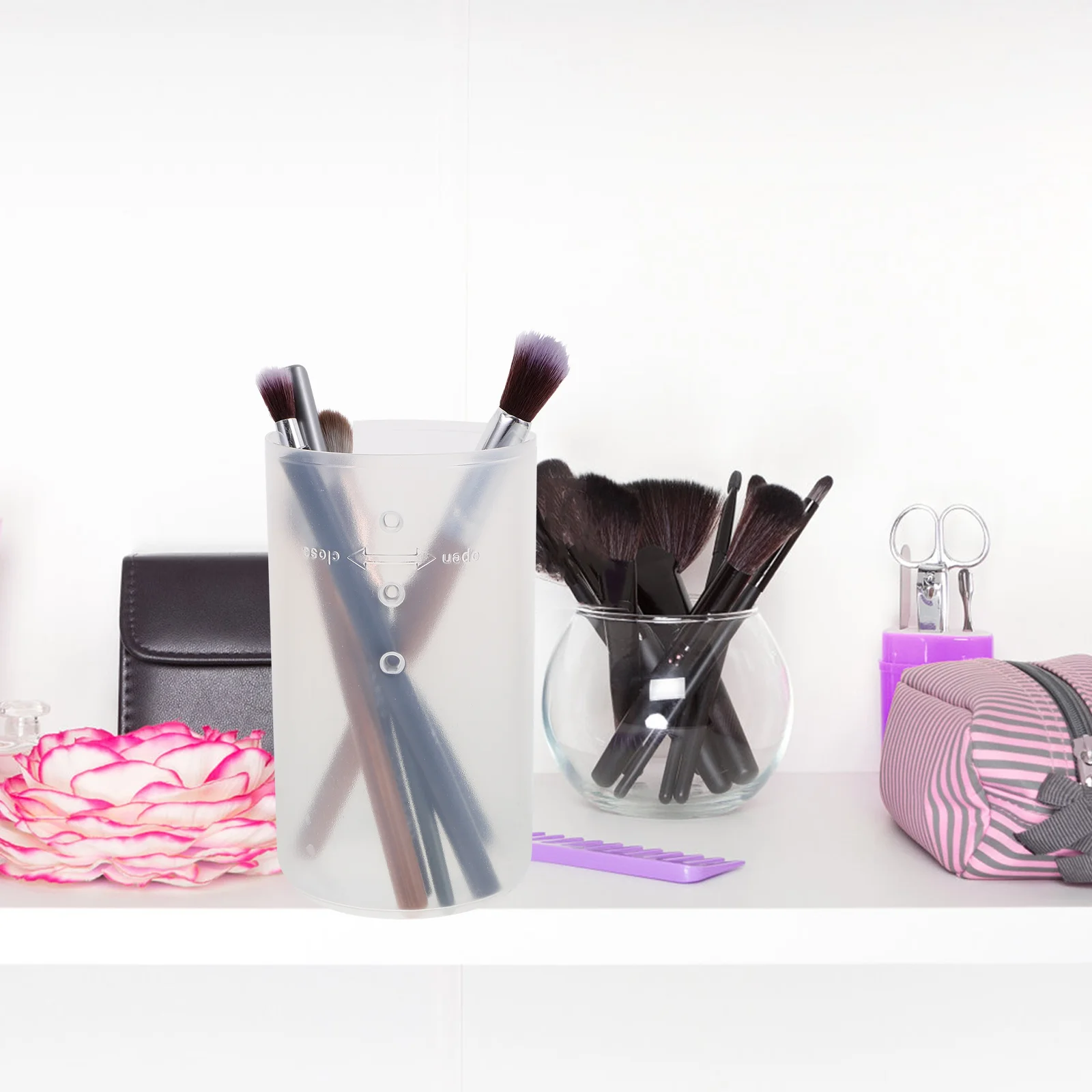 

3 Pcs Retractable Brush Barrels Makeup Travel Holder Case Penholder Plastic Holders Pp Organizer Clear Container Lid