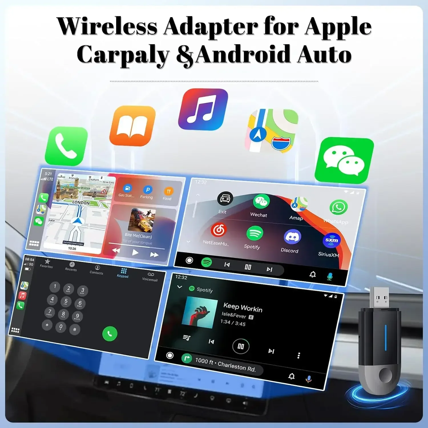Фото Для Phoebus link Портативная коробка Carplay Ai Умное автомобильное игровое устройство Беспроводной адаптер Carplay Android Auto №4