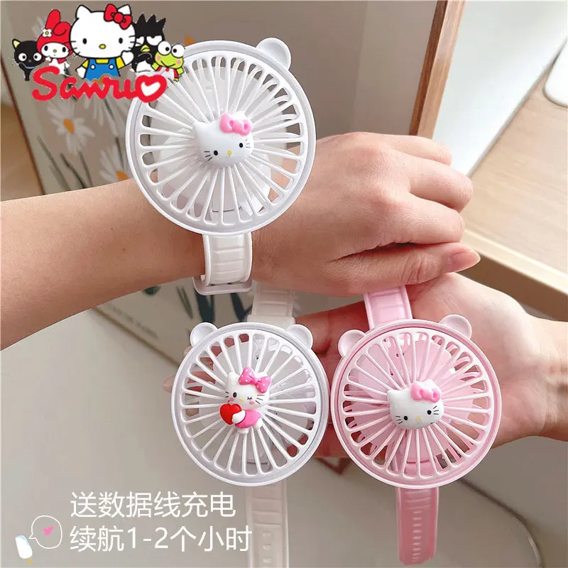 Sanrio Melody Kuromi Hello Kitty Cinnamoroll похвалка KT Cat часы вентилятор USB зарядка мини портативный ручной вентилятор для студентов бесшумный