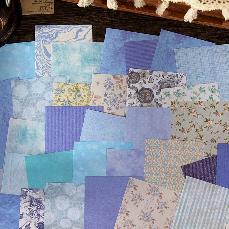 

100 sheets Material paper retro art flowers exquisite hand curtains decorative background message paper 6 choices