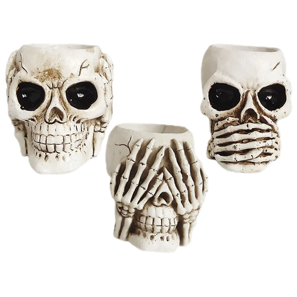 

3 Pcs Resin Holder Holders Halloween Candlesticks Decorations Gothic