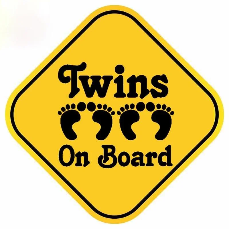 

M301#13cm/17cm Car Stickers Warning Car Sticker Twins on Board Waterproof Vinyl Decal Car Accessories Pegatinas Para Coche