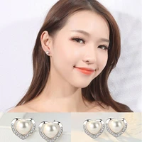 pearl new earrings womens gift heart pearl stud jewellery