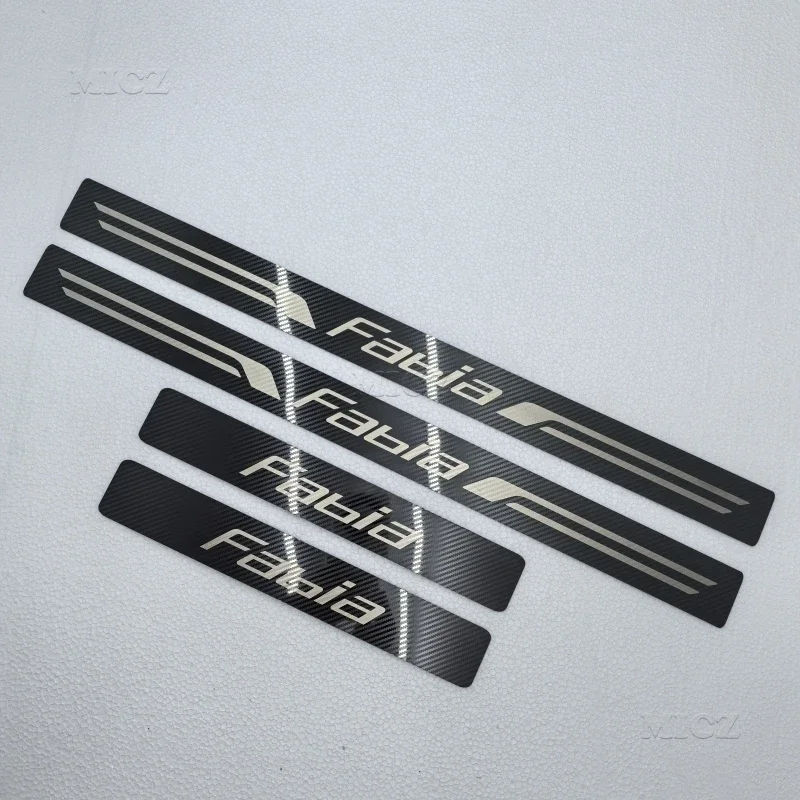 For 2007-2020 SKODA FABIA II III 542 NJ3 4PCS/SET Stainless Steel Car Stickers Auto Door Sill Pedal Welcome Scuff Plate Cover