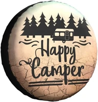 spare tire happy camper waterproof dustproof spare wheel cover universal fit for trailer rv suv truck and many vehicles 14inch