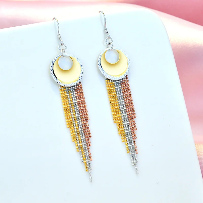 BOCAI S925 серьги-капли из стерлингового серебра для женщин трехцветные золотые