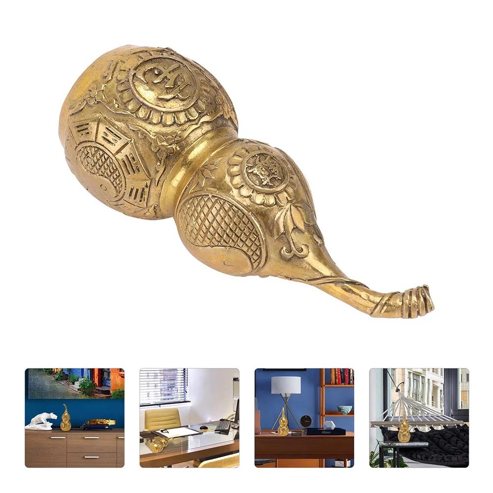 

Gourd Wu Lou Chinese Brass Fengshui Ornament Copper Shui Feng Decorations Charm Lu Statue Hu Luck Figurine Amulet Wealth Groud