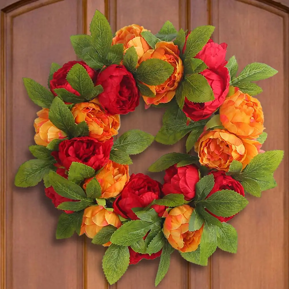 

Reusable Non-withering Artificial Peony Wreath Diy Round Faux Flower Garland for Home Decoration Wedding Party Prop Door Hanging