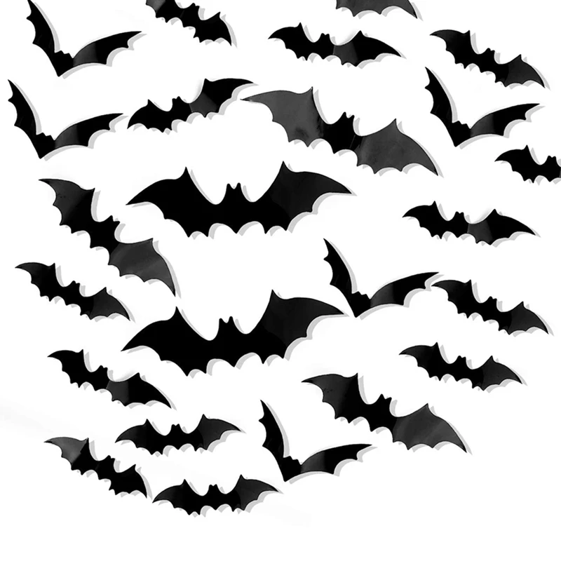 120 штук 3D летучей мыши на Хэллоуин декоративные наклейки для украшения дома 4