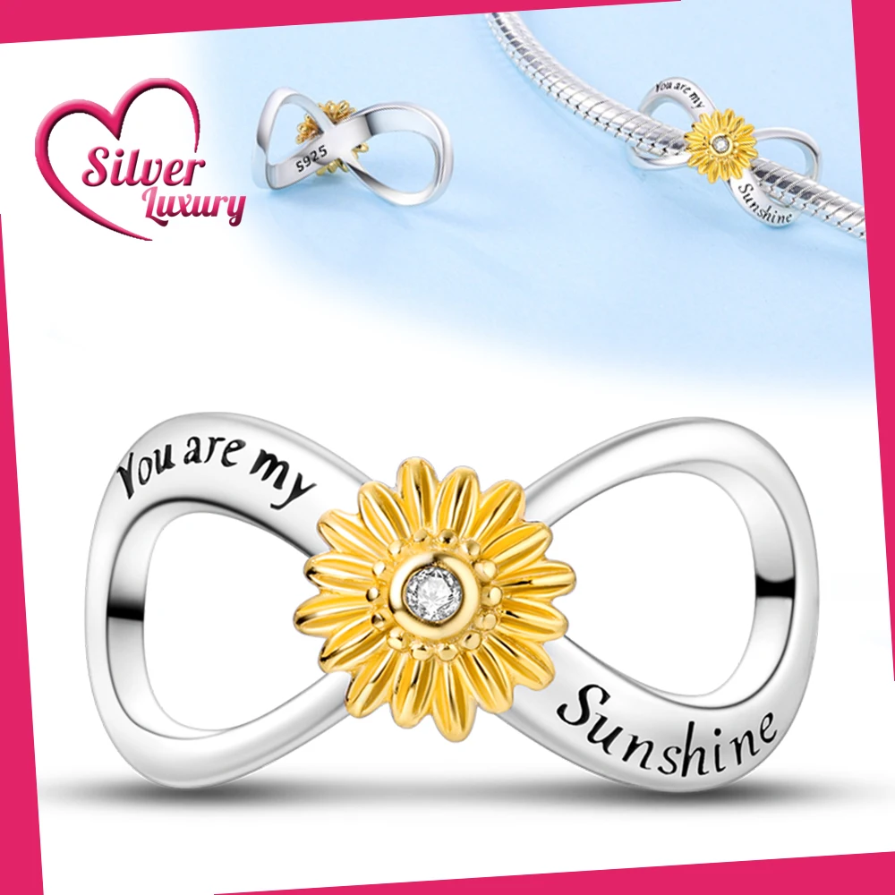 

925 Sterling Silver Sunflower Eternal String Fit Pandora Bracelet Silver 925 Original Charms for Jewelry Making