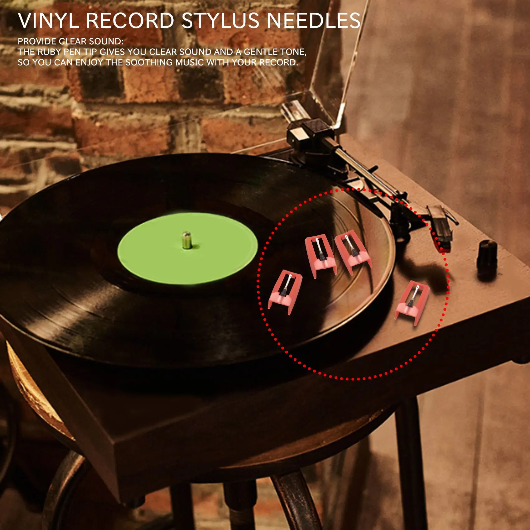 

8 Pcs Record Player Needle Turntable Diamond Replacement Stylus Needles for Vinyl Record Player