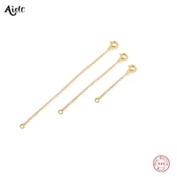 aide 925 sterling silver 18k gold plated necklace extension tail chain connector with spring clasp diy jewelry making findings a