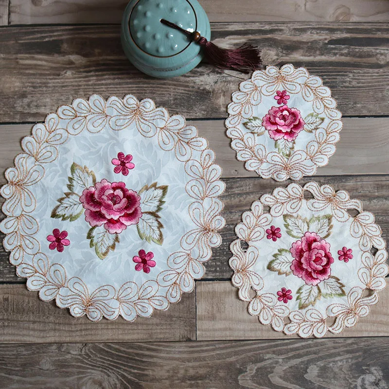 Лидер продаж вышитый цветок розы коврик для стола ткань свадебное