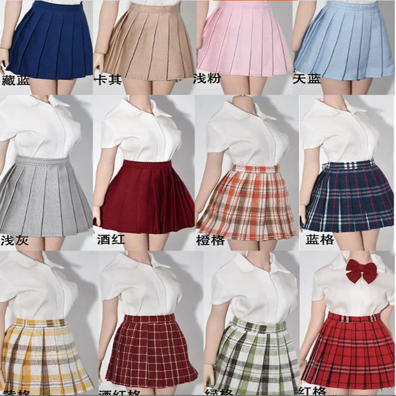 

In Stock 1/6 Female Soldier Plaid Mini Pleated JK Soft Girl Short Skirt With Adjustable Waist For 12" Action Figure Body Model