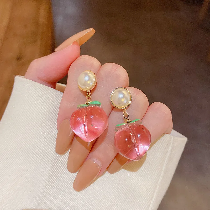 

Silver Needle Small Fresh Pink Peach Earrings Female Simple and Lovely Pearl Earrings for Women Fashion Jewelry