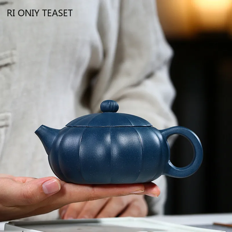 

300ml Yixing Handmade Purple Clay Teapots Raw ore Azure Mud Xishi Tea Pot Beauty Kettle Chinese Famous Zisha Tea Set Gifts