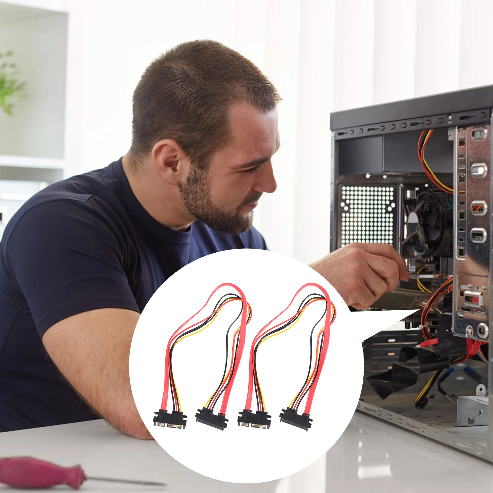 

2 Cable Durable Premium Professional Prime Cord Adapter for Computer Machine