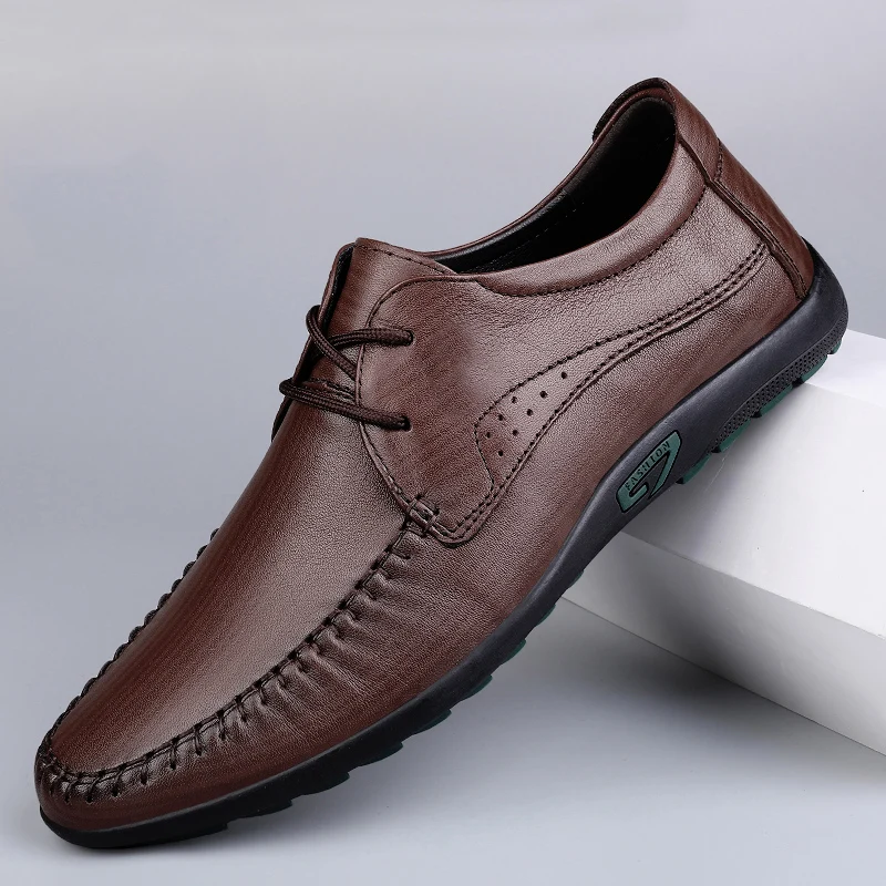 

2022 Genuine Leather Shoes Men Luxury Oxfords High Quality Male Business Shoes Breathable Holes Cow Leather Mens Casual Shoes