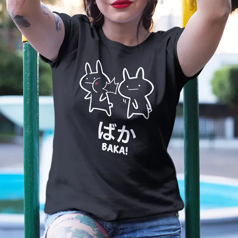 

Rabbit Slap T Shirt Anime Japanese Cute Tops Short Sleeve Cotton O-neck Tee Novelty Cute Japan Tshirt EU Size t-shirt