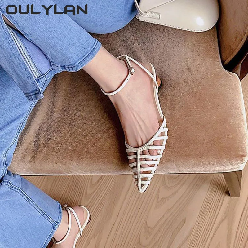 Женские офисные босоножки Oulylan туфли с острым носком женские на высоком каблуке