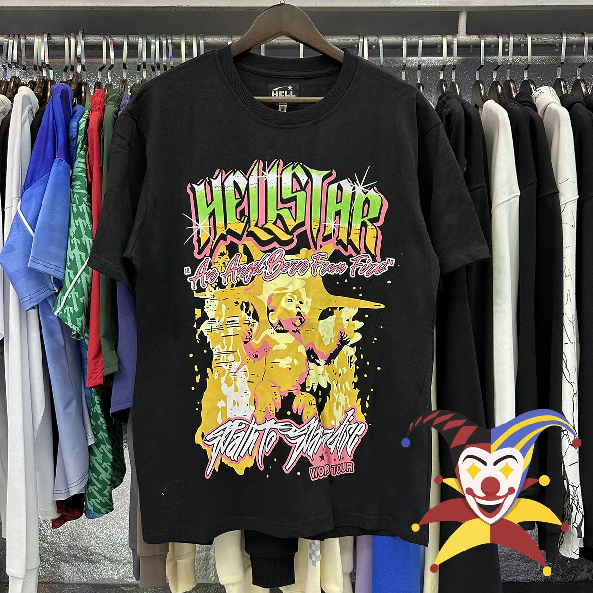 

Футболка Hellstar Born футболка с изображением ангела для мужчин и женщин Hell Star World Tour